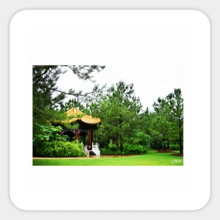 pagoda kiosk garden in landscape photoshoot art Sticker